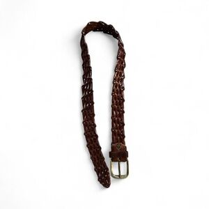 Triminghams vintage leather belt with solid brass buckle Italy unisex